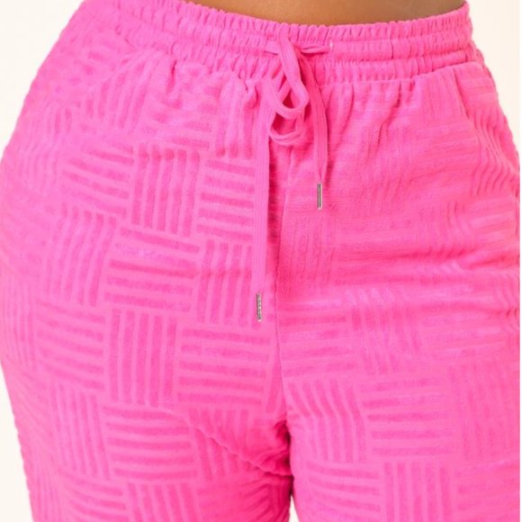 Textured Pink 2PC Sweatsuit - Picture 2 of 2